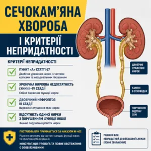 Сечокам'яна хвороба армія — критерії непридатності за ВЛК