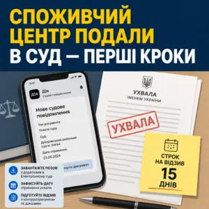 Споживчий центр подали в суд — перші кроки