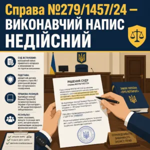 Виконавчий напис недійсний — справа №279/1457/24