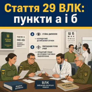 Стаття 29 ВЛК: косоокість і диплопія та право на непридатність