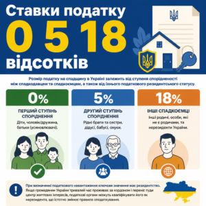 Ставки податку на спадщину в Україні для різних ступенів споріднення