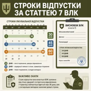 Календар з позначенням строків лікувальної відпустки