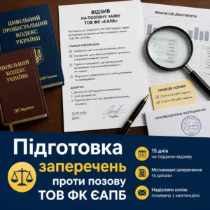 Покроковий відзив на позов ЄАПБ з правовими нормами ЦПК України