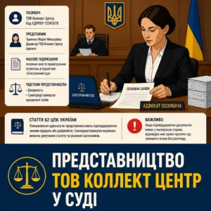 Судовий процес ТОВ Коллект Центр та участь адвоката позивача