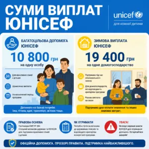 допомога ЮНІСЕФ 2025 суми 10800 і 19400 грн