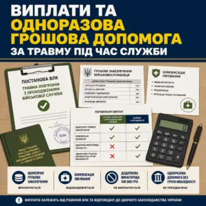 Нарахування виплат якщо зафіксована травма пов'язана з проходженням військової служби