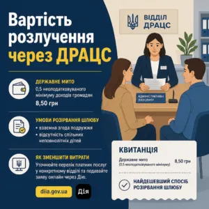 Вартість розлучення через РАЦС та державне мито
