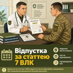 Військовослужбовець отримує відпустку за статтею 7 ВЛК після лікування