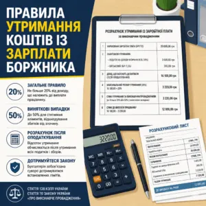 Розрахунок відрахування із заробітної плати за виконавчим провадженням