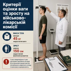 відстрочка через недостатню вагу межі зросту та маси тіла на ВЛК