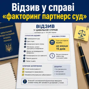 Відзив у справі факторинг партнерс суд