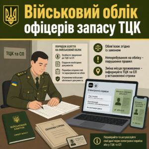 Порядок взяття на військовий облік офіцерів запасу в ТЦК та СП