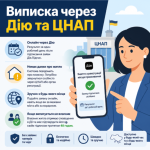 Зняття з реєстрації місця проживання через Дію та ЦНАП