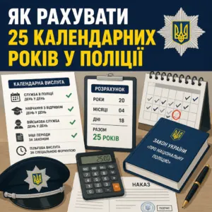 Як обчислюються 25 календарних років для пенсії поліції за вислугу років