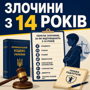 Перелік злочинів за які відповідають з 14 років