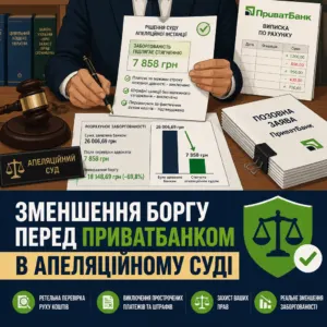 Зменшити заборгованість ПриватБанк у суді апеляції